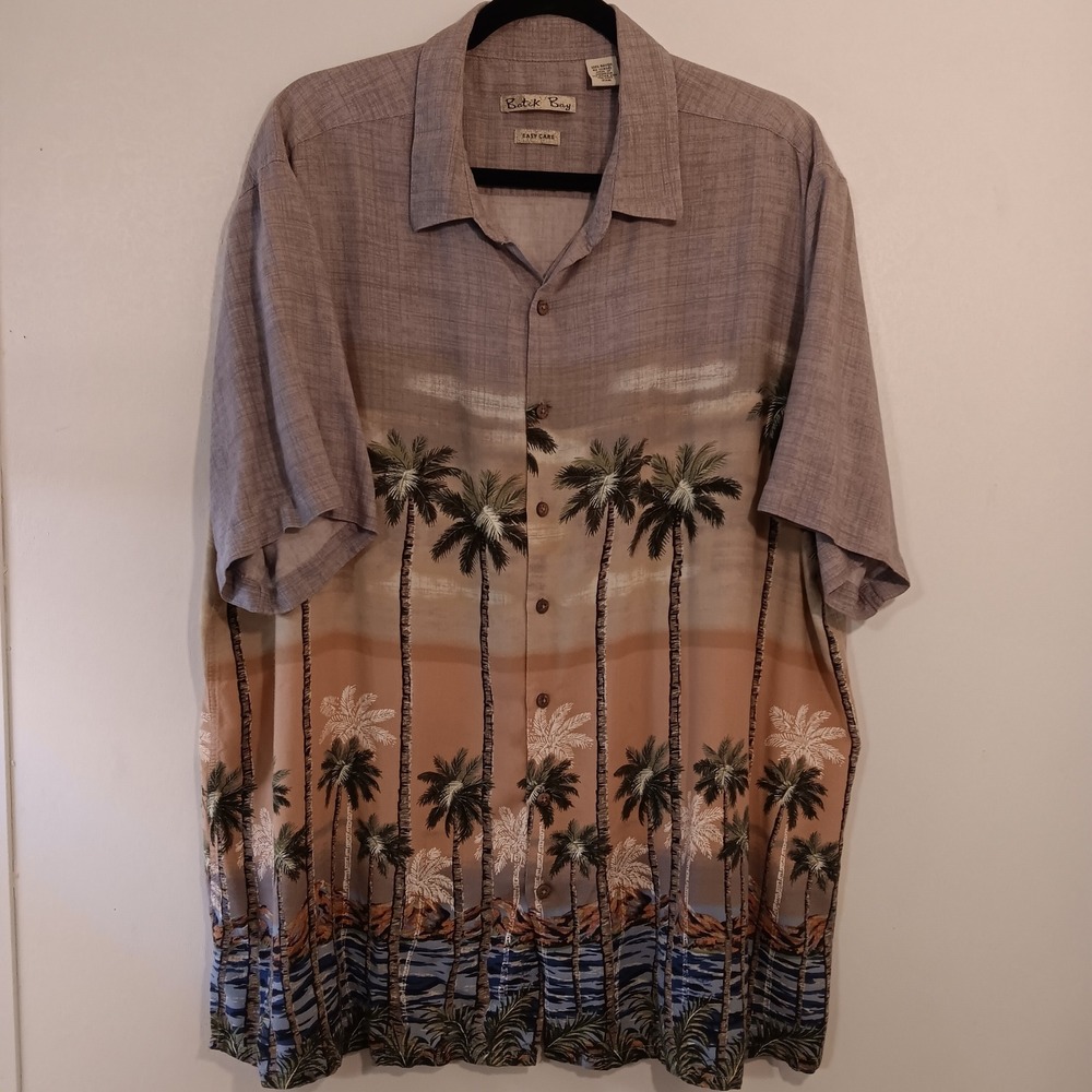 Batek Bay 2XB Mens Rayon Hawaiian‎ Shirt Palm Tree Tropical Vacation Casual